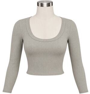 Reformation Paige Marble Ribbed Scoop Neck Crop Top - Gray - Size M